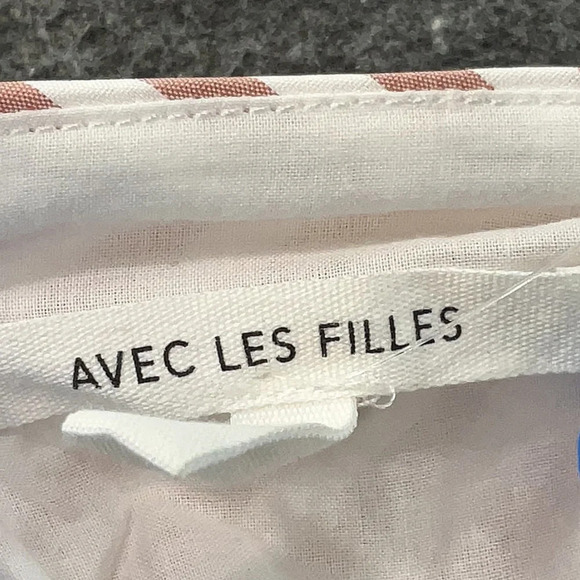 Avec Les Filles Striped Fit & Flare Beige Pink Sundress Midi Size 6 Small NWT - Picture 6 of 8